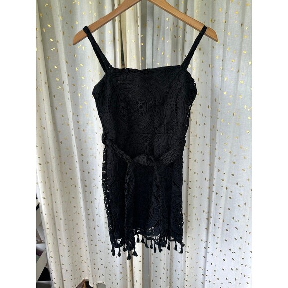 Boohoo NWT Women's Poppy Tassel Trim Crochet Lace Bodycon Mini Dress Petite 6 - Picture 2 of 8